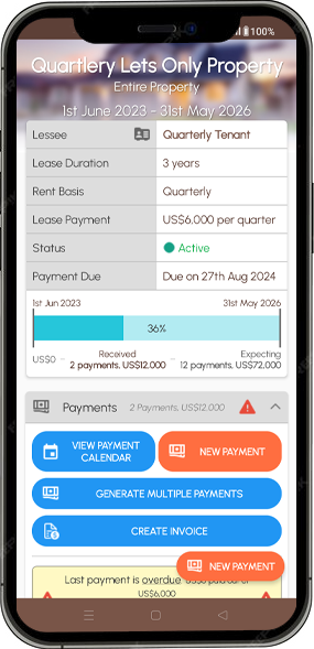 Property Lease Manager app screenshot: Leases 4
